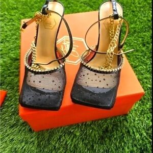 $800 Nalebe Pump Heels Sz 37 (7US) Women Stellar Crystal Embellished Mesh New